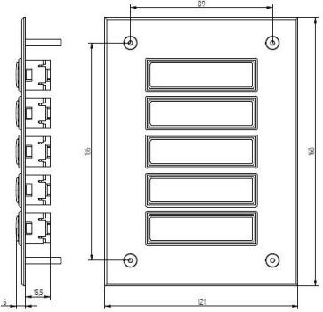 Grothe Aluminium-Etagenplatte 5-Fach zur Unterputz-Montage Witterungsbeständiges Aluminium Befestigungsbohrungen (ETA 805 EV1)