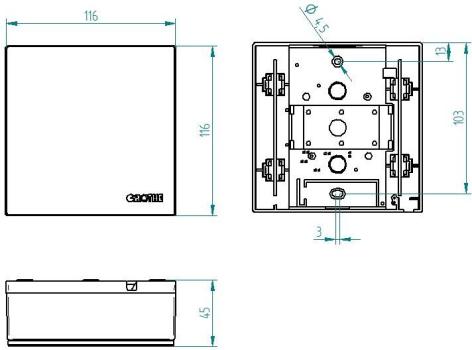 Grothe Zweiklang Gong, 80dB, 46101, Batterie, Echtholz Kirsche (GONG QUADRO 100 BW/KI)