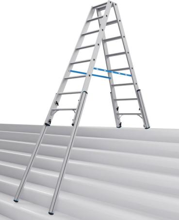 Krause 134905 Stabilo Stufen-Doppelleiter, Treppenfunktion, Aluminium, 2x8 Stufen