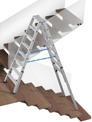 Krause 134905 Stabilo Stufen-Doppelleiter, Treppenfunktion, Aluminium, 2x8 Stufen