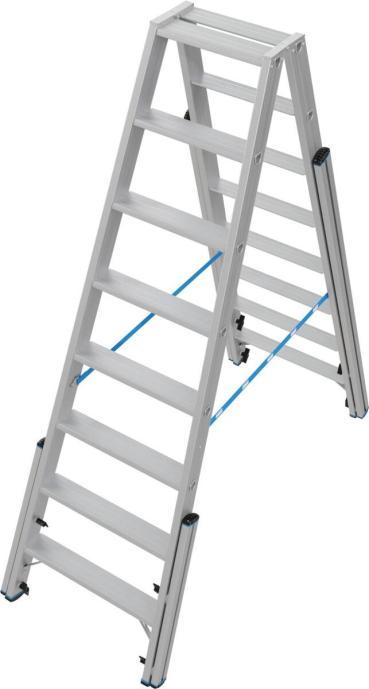 Krause 134905 Stabilo Stufen-Doppelleiter, Treppenfunktion, Aluminium, 2x8 Stufen