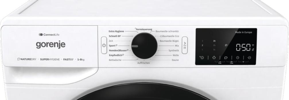 Gorenje DPNE82/GN EEK: D 8 kg Wärmepumpentrockner, 60 cm breit, StableTech, WaveActive Trommel, WLAN, Trommelinnenbeleuchtung, 16 Programme, weiß