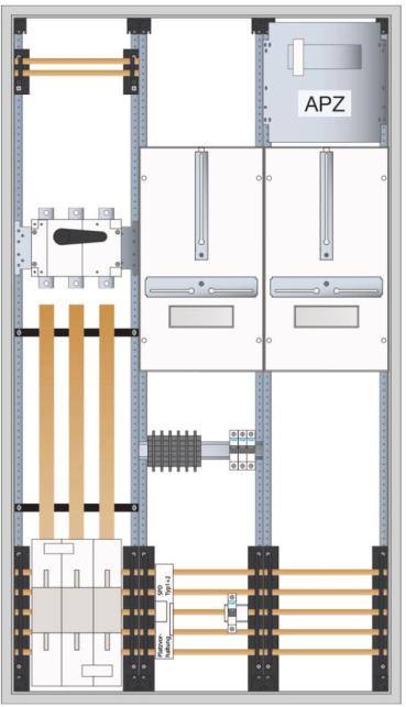 Hager FP93W11N Wandler- und Messschrank, universN, 1400x800x205mm, 2ZF, APZ, NAR NH2 SUT, AAR, Lasttrenner 250A