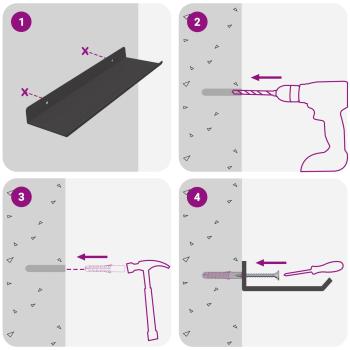 Wandregal mit Regal Wandmontiert 2 pcs Schwarz 80 x 9 x 2.5 cm