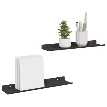 ARDEBO.de - Wandregal mit Regal Wandmontiert 2 pcs Schwarz 80 x 9 x 2.5 cm