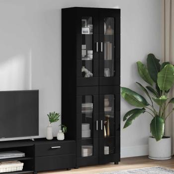 ARDEBO.de - Highboard mit Regal Schwarz 60 x 35 x 182 cm Holzwerkstoff