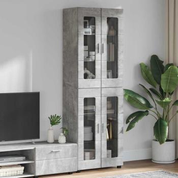 ARDEBO.de - Highboard mit Regal Beton Grau 60 x 35 x 182 cm Holzwerkstoff