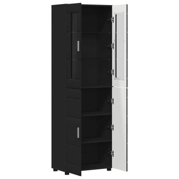 ARDEBO.de - Highboard mit Regal Schwarz 60 x 35 x 182 cm Holzwerkstoff