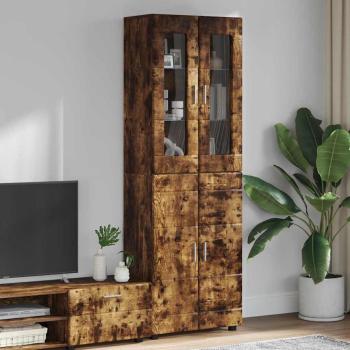 ARDEBO.de - Highboard Geräucherte Eiche 60 x 35 x 182 cm Holzwerkstoff