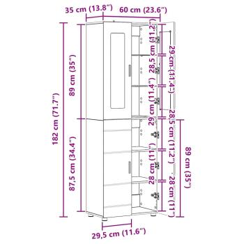 Highboard Geräucherte Eiche 60 x 35 x 182 cm Holzwerkstoff