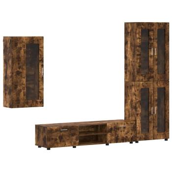 TV-Schrankset mit Schubladen Geräucherte Eiche Holzwerkstoff