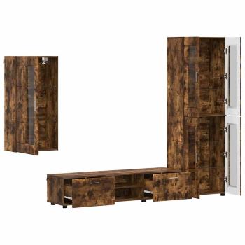 TV-Schrankset mit Schubladen Geräucherte Eiche Holzwerkstoff