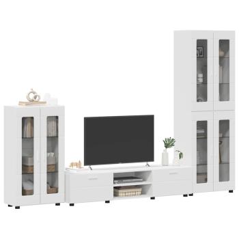 ARDEBO.de - TV-Schrankset mit Schubladen mit Regal Weiß Holzwerkstoff