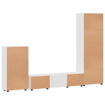 TV-Schrankset mit Schubladen Hochglanz Weiß Holzwerkstoff