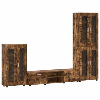 TV-Schrankset mit Schubladen Geräucherte Eiche Holzwerkstoff