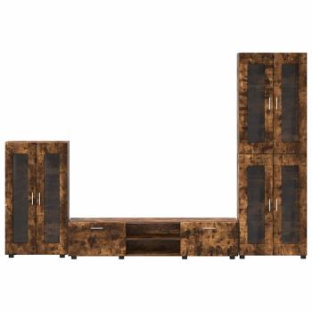 TV-Schrankset mit Schubladen Geräucherte Eiche Holzwerkstoff