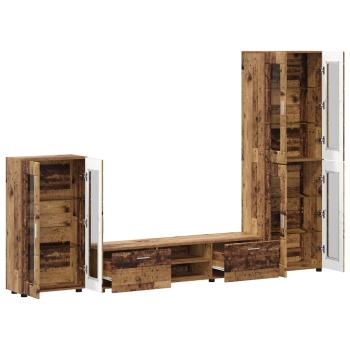 TV-Schrankset mit Schubladen mit Regal Altholz Holzwerkstoff