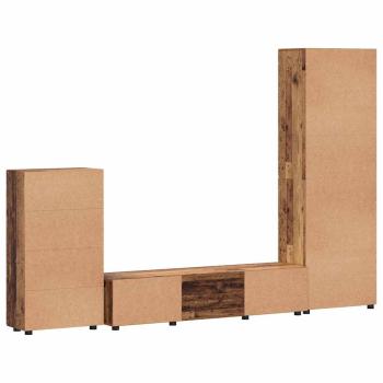 TV-Schrankset mit Schubladen mit Regal Altholz Holzwerkstoff