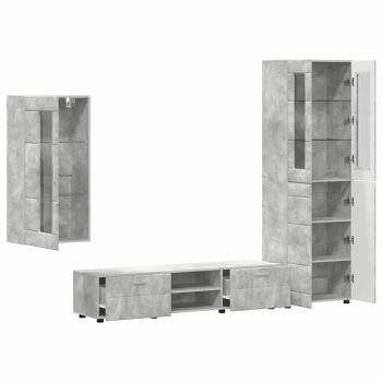 TV-Schrankset mit Schubladen mit Regal Beton Grau Holzwerkstoff