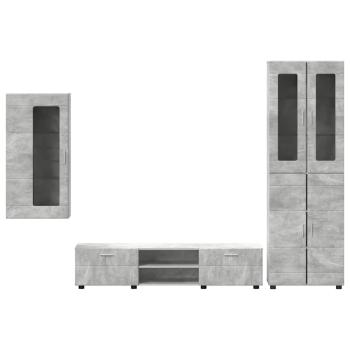 TV-Schrankset mit Schubladen mit Regal Beton Grau Holzwerkstoff
