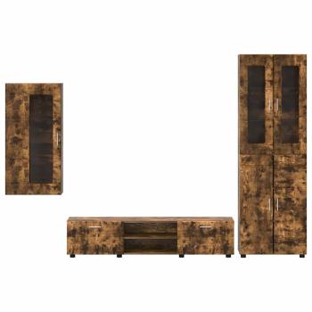 TV-Schrankset mit Schubladen Geräucherte Eiche Holzwerkstoff