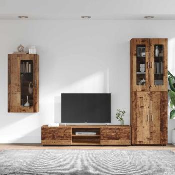 TV-Schrankset mit Schubladen mit Regal Altholz Holzwerkstoff