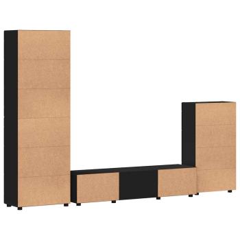 TV-Schrankset mit Schubladen mit Regal Schwarz Holzwerkstoff