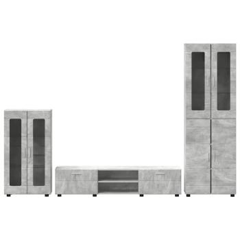 TV-Schrankset mit Schubladen mit Regal Beton Grau Holzwerkstoff