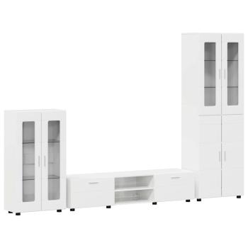 TV-Schrankset mit Schubladen Hochglanz Weiß Holzwerkstoff