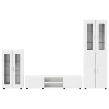 TV-Schrankset mit Schubladen Hochglanz Weiß Holzwerkstoff