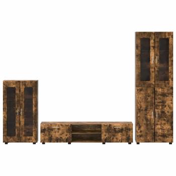 TV-Schrankset mit Schubladen Geräucherte Eiche Holzwerkstoff