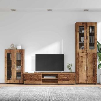 TV-Schrankset mit Schubladen mit Regal Altholz Holzwerkstoff