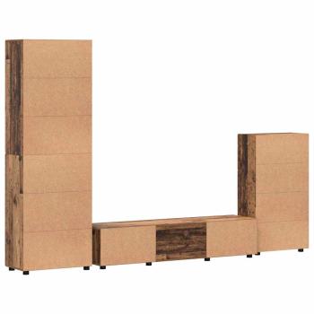 TV-Schrankset mit Schubladen mit Regal Altholz Holzwerkstoff