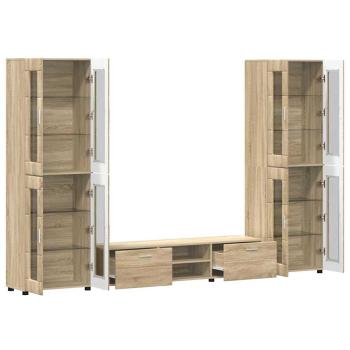 TV-Schrankset mit Schubladen mit Tür Sonoma-Eiche Holzwerkstoff