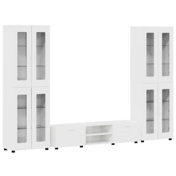 TV-Schrankset mit Schubladen Hochglanz Weiß Holzwerkstoff