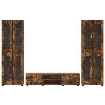 TV-Schrankset mit Schubladen Geräucherte Eiche Holzwerkstoff