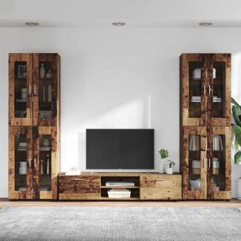 TV-Schrankset mit Schubladen mit Regal Altholz Holzwerkstoff