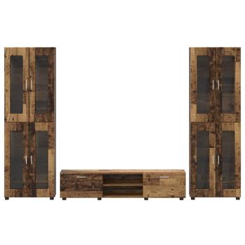 TV-Schrankset mit Schubladen mit Regal Altholz Holzwerkstoff