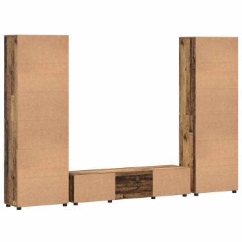 TV-Schrankset mit Schubladen mit Regal Altholz Holzwerkstoff