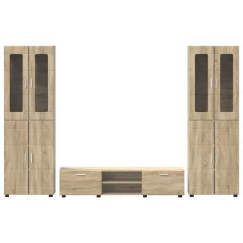 TV-Schrankset mit Schubladen mit Tür Sonoma-Eiche Holzwerkstoff