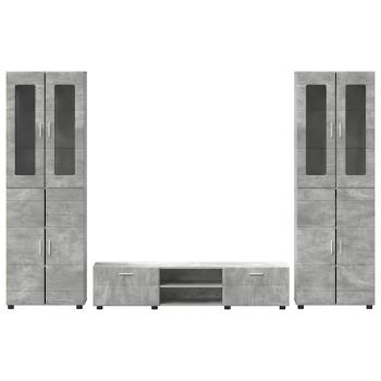 TV-Schrankset mit Schubladen mit Regal Beton Grau Holzwerkstoff