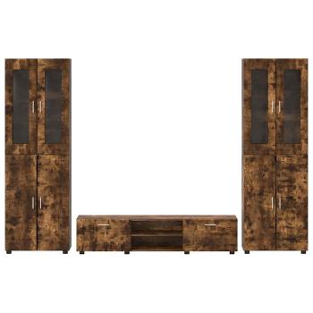 TV-Schrankset mit Schubladen Geräucherte Eiche Holzwerkstoff