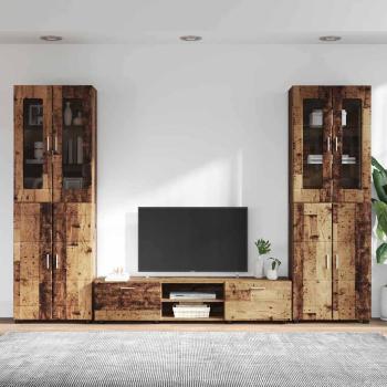 TV-Schrankset mit Schubladen mit Regal Altholz Holzwerkstoff