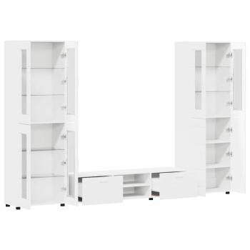 TV-Schrankset mit Schubladen mit Regal Weiß Holzwerkstoff