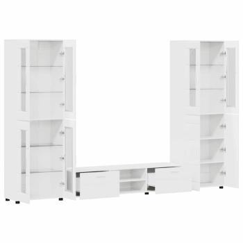 TV-Schrankset mit Schubladen Hochglanz Weiß Holzwerkstoff