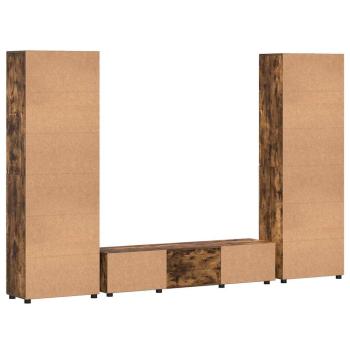 TV-Schrankset mit Schubladen Geräucherte Eiche Holzwerkstoff