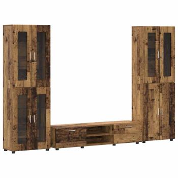 TV-Schrankset mit Schubladen mit Regal Altholz Holzwerkstoff