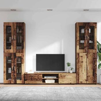 TV-Schrankset mit Schubladen mit Regal Altholz Holzwerkstoff