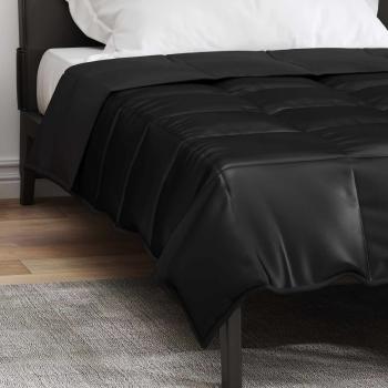 Sommerdecke Schwarz 220 x 135 cm Satin und Mikrofaser