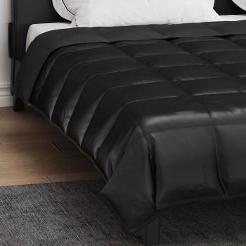 Sommerdecke Schwarz 220 x 240 cm Satin und Mikrofaser